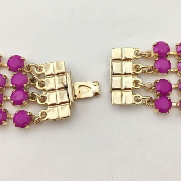 Massive Stunning Statement Medium Orchid Pink Cabochons Prong s Necklace 4510 - Picture 5 of 6